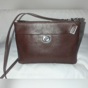 Coach Legacy Turnlock Brown Leather Crossbody Bag
